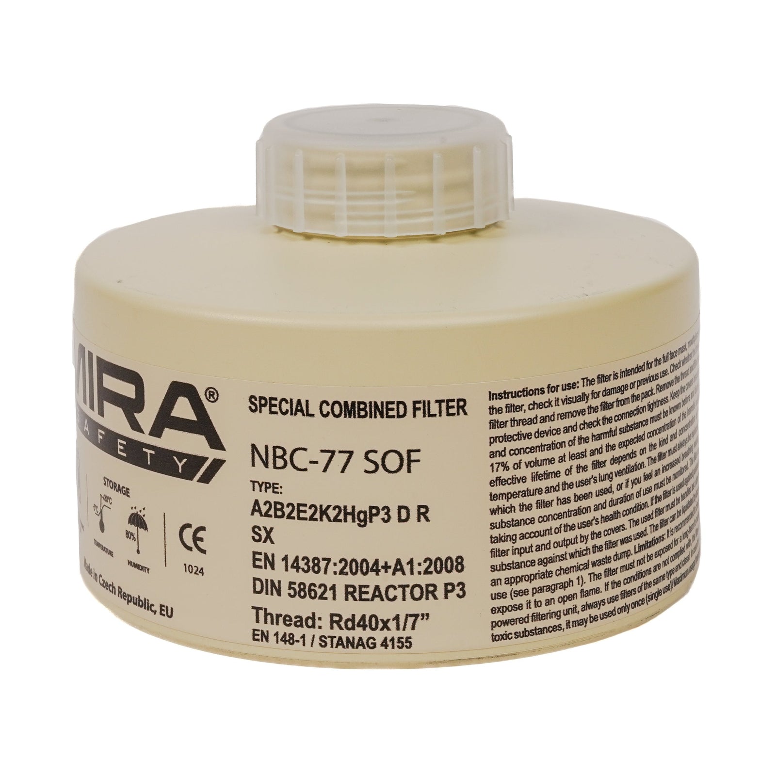CBRN Gas Mask Filter NBC-77 SOF® 40mm Thread - 20 Year Shelf Life