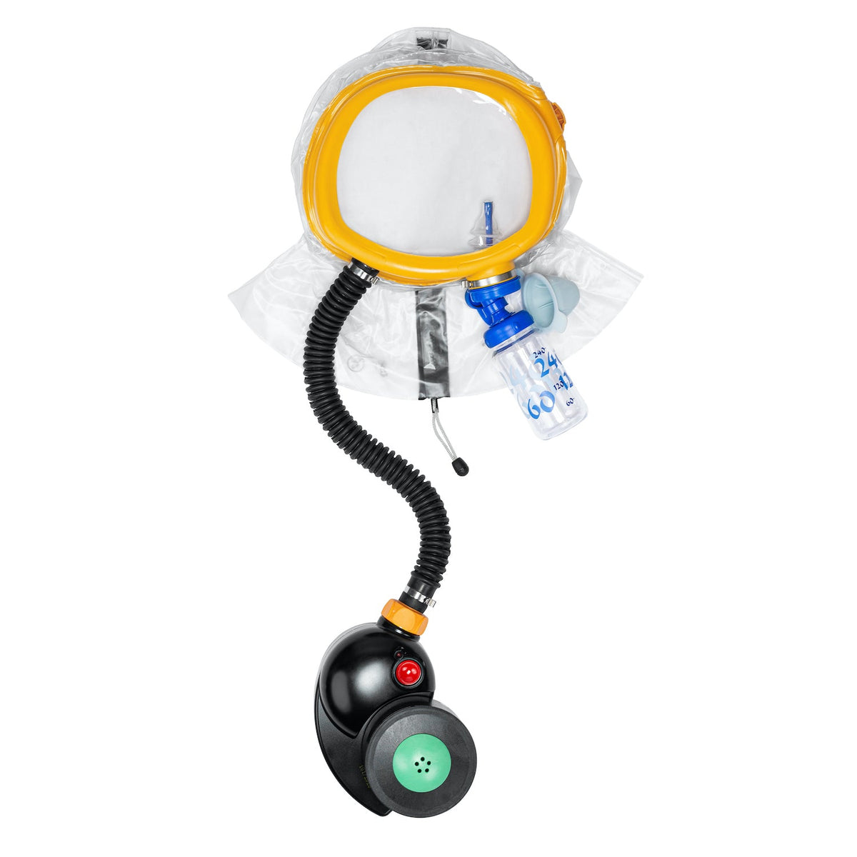 Fully assembled MD-2 kids gas mask with water bottle installed