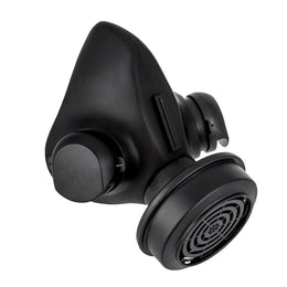 3/4 side shot of the TAPR mask with a ParticleMax Compact Filter attached.