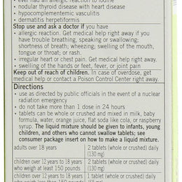Thyrosafe potassium iodide packaging instructions